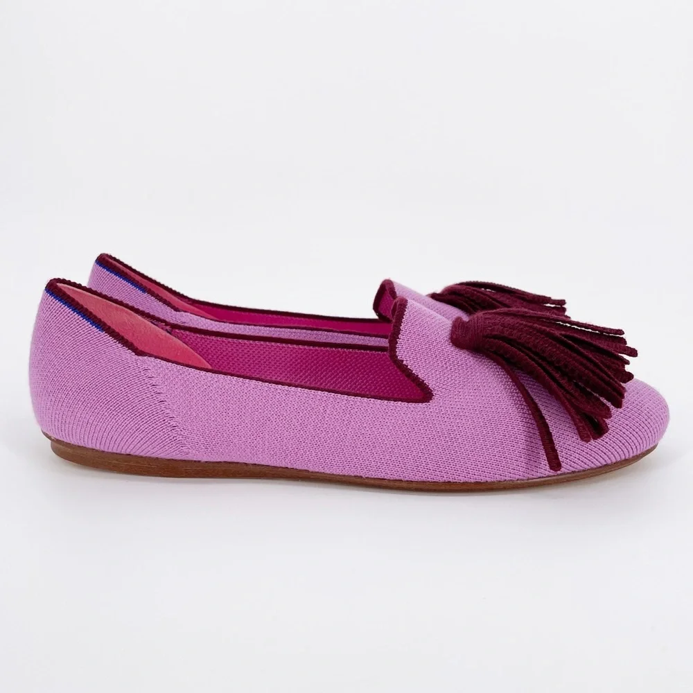 Rothy's Merino Tassel Loafer Lavender Purple Women’s Mule Slip On Pink Burgundy - Picture 2 of 4